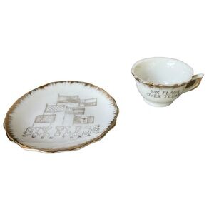Six Flags Over Texas Souvenir Tea Cup and Plate